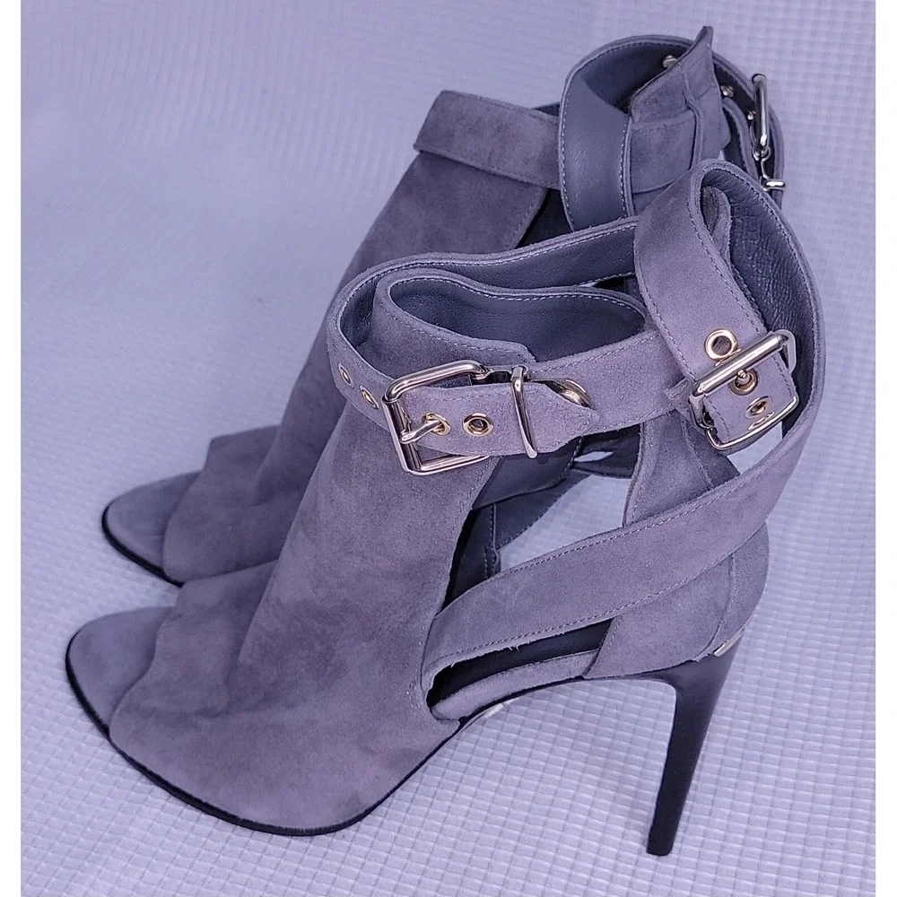 NEW Burberry Open Toe Strappy Gray Heeled Booties US 7.5 / EU 37.5 $995 - Picture 4 of 13
